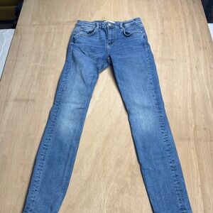 ZARA Women Jeans Blue Wash Denim Skinny Fit Mid Rise Size 26